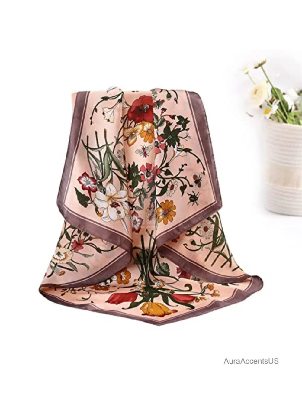 Silk Like Satin Square Head Scarf 4 Pack Hair Wraps Bandanas for Sleeping